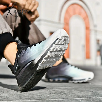 Mens Mid-Top Geometric Print Sneakers - Breathable Fabric Upper Magnetic Closure Non-Slip Rubber